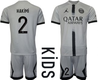 Kinder Fussballtrikots Günstig Paris Saint-Germain PSG 22-23 Auswärtstrikot Trikotsatz HAKiMi 2