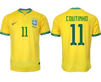 COUTINHO #11 Brasilien FIFA WM Katar 2022 Heimtrikot gelb Kurzarm Fußballtrikot Herren Sale