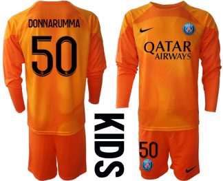 DONNARUMMA 50 Paris Saint Germain PSG Goalkeeper 2022/23 Orange Langarm für Kinder