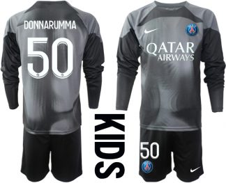 DONNARUMMA 50 Paris Saint Germain PSG Goalkeeper 2022/23 schwarz Langarm Trikotsatz für Kinder
