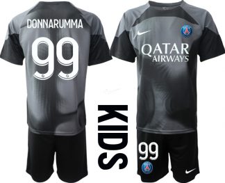 DONNARUMMA 99 Kinder Paris Saint Germain PSG Goalkeeper 2022/23 schwarz Kurzarm Trikotsatz