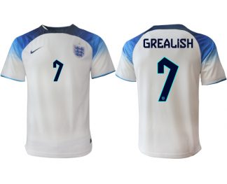 England FIFA WM Katar 2022 weiß blau Herren Heimtrikot mit Namen GREALISH 7