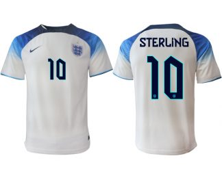 England FIFA WM Katar 2022 weiß blau Herren Heimtrikot mit Namen STERLING 10