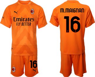 Herren AC Milan Torwarttrikot 2022/23 Orange Trikotsatz mit Aufdruck M.MAIGNAN 16