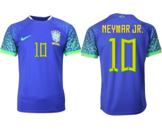Herren Brasilien FIFA WM Katar 2022 Auswärtstrikot blau Kurzarm mit Aufdruck NEYMAR JR.10