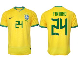 Herren Brasilien FIFA WM Katar 2022 Heimtrikot gelb Kurzarm mit Namen FIRMINO 24