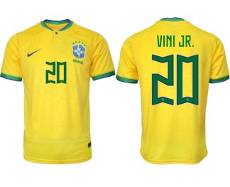 Herren Brasilien FIFA WM Katar 2022 Heimtrikot gelb Kurzarm mit Namen VINI JR. 20