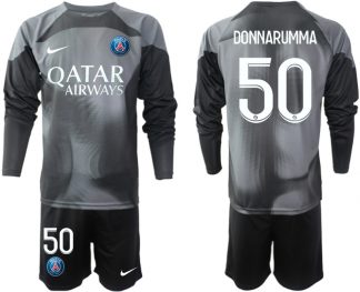 Herren Fußballtrikots Paris Saint Germain PSG Goalkeeper schwarz Langarm Trikotsatz DONNARUMMA 50