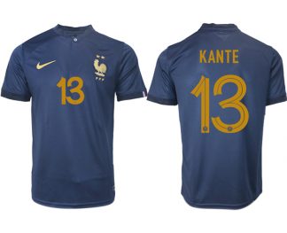 KANTE #13 Frankreich FIFA WM Katar 2022 marineblau Heimtrikot Kurzarm für Herren