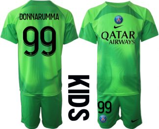 Kinder Paris Saint Germain PSG 2022-23 Torwarttrikot Kurzarm grün mit Namen DONNARUMMA 99