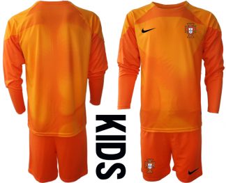 Kinder Portugal 2022-23 Torwarttrikot orange Trikotsatz Langarm + Kurze Hosen