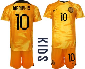 Kinderheim Nationalmannschaft Trikot Niederlande 2022-23 Online Kaufen MEMPHIS 10