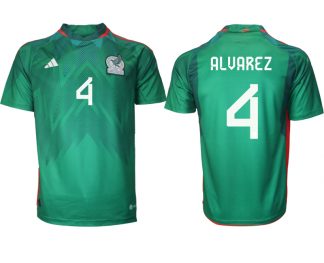 Mexiko FIFA WM Katar 2022 Heimtrikot grün Kurzarm mit Namen ALVAREZ 4