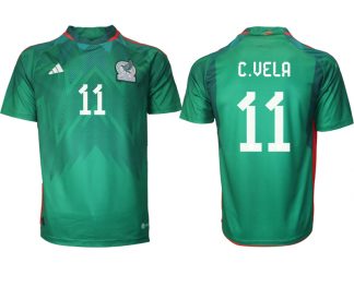 Mexiko FIFA WM Katar 2022 Heimtrikot grün Kurzarm mit Namen C.VELA 11