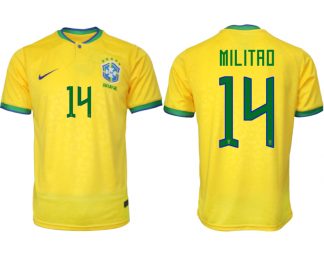 MILITAO #14 Brasilien FIFA WM Katar 2022 Heimtrikot gelb Kurzarm Fußballtrikot Herren Sale