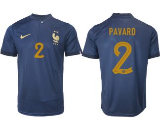 Neuen Frankreich FIFA WM Katar 2022 marineblau Heimtrikot Kurzarm PAVARD 2