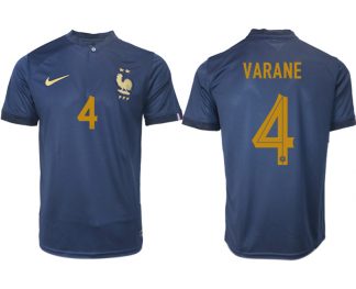 Neuen Fußballtrikots Frankreich FIFA WM Katar 2022 marineblau Heimtrikot VARANE 4