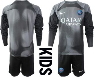 Paris Saint Germain PSG Goalkeeper 2022/23 schwarz Langarm Trikotsatz für Kinder