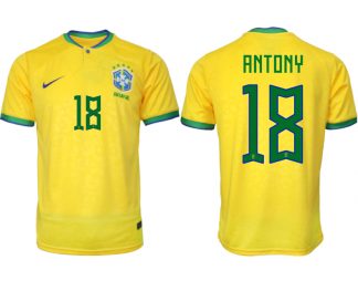 RNTONY #18 Brasilien FIFA WM Katar 2022 Heimtrikot gelb Kurzarm Fußballtrikot Herren Sale