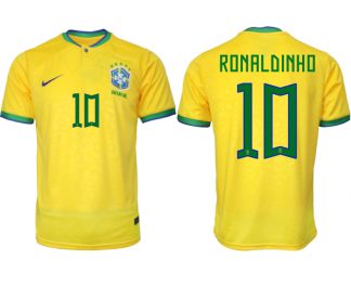 RONALDINHO #10 Brasilien FIFA WM Katar 2022 Heimtrikot gelb Kurzarm Fußballtrikot Herren Sale