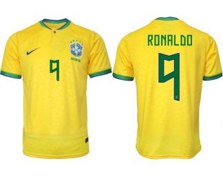 RONALDO #9 Brasilien FIFA WM Katar 2022 Heimtrikot gelb Kurzarm Fußballtrikot Herren Sale