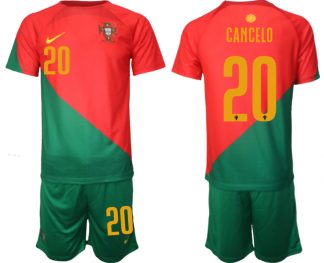 CANCELO #20 Portugal 2022-2023 Heim Trikot für Herren Kurzarm + Kurze Hosen