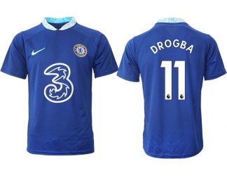 DROGBA 11 Herren Chelsea FC Heimtrikot 2022-23 blau Kurzarm Fußball Trikot Outlet
