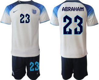 England FIFA WM Katar 2022 Heimtrikot weiß blau Trikotsatz mit Namen ABRAHAM 23