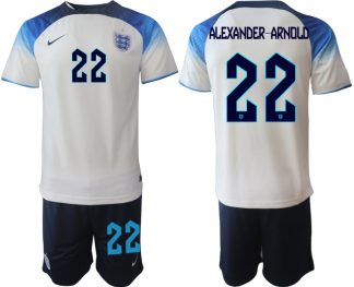 England FIFA WM Katar 2022 Heimtrikot weiß blau Trikotsatz mit Namen ALEXANDER-ARNOLD 22