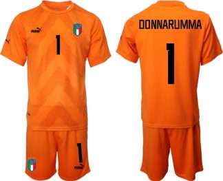 Günstig Italien Torwarttrikot Fußball WM 2022 Orange Trikotsatz mit Aufdruck DONNARUMMA 1