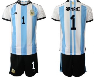 Herren Argentinien Fußball-WM 2022 World Cup Heimtrikots mit Aufdruck ARMANI 1