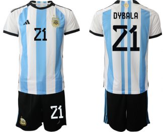 Herren Argentinien Fußball-WM 2022 World Cup Heimtrikots mit Aufdruck DYBALA 21