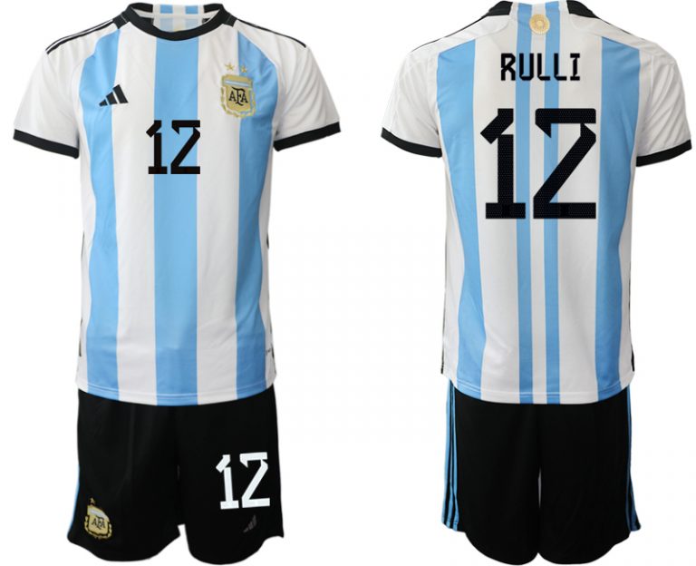 Herren Argentinien Fußball-WM 2022 World Cup Heimtrikots mit Aufdruck RULLI 12
