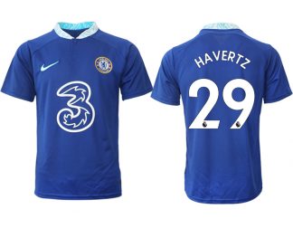 Herren Chelsea FC Heimtrikot 2022-23 blau Kurzarm mit Aufdruck HAVERTZ 29