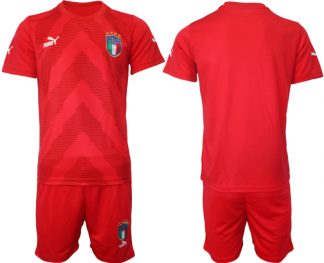 Herren Italien Torwarttrikot Fußball WM 2022 rot Trikotsatz Kurzarm + Kurze Hosen