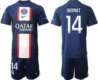 Herren Paris Saint Germain PSG 2022-23 Heimtrikot Kurzarm + Kurze Hosen mit Namen BERNAT 14