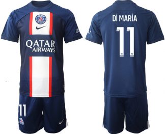 Herren Paris Saint Germain PSG 2022-23 Heimtrikot Kurzarm + Kurze Hosen mit Namen Di MARiA 11