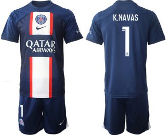 Herren Paris Saint Germain PSG 2022-23 Heimtrikot Kurzarm + Kurze Hosen mit Namen K.NAVAS 1