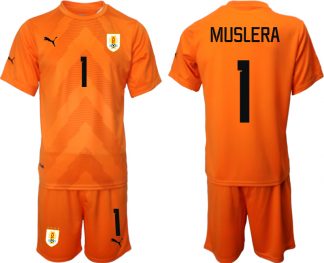 Uruguay FIFA WM Katar 2022 orange Torwarttrikot Trikotsatz Kurzarm + Kurze Hosen MUSLERA #1