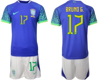 Brasilien WM 2022 Auswärtstrikot blaue Fußballtrikots für Herren BRUNO G.17