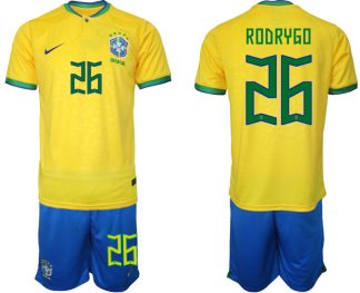Brasilien WM 2022 Trikot gelb T-Shirt für Herren RODRYGO 26