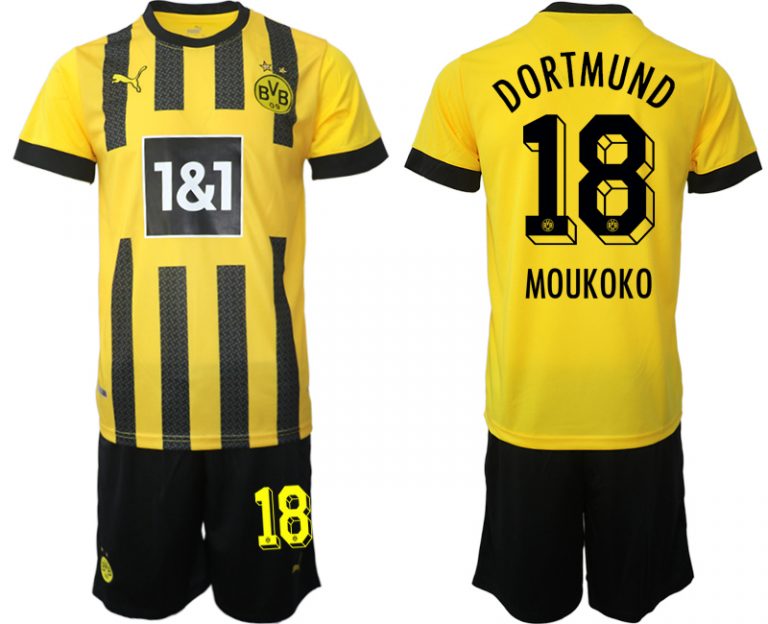 Herren Borussia Dortmund BVB Heimtrikot 2023 Trikotsatz bestellen mit Aufdruck MOUKOKO 18