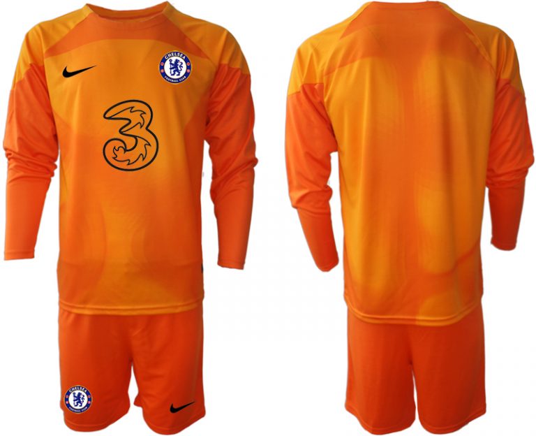 Herren Chelsea FC 2023 Torwarttrikot orange Langärmeliges Anpassbare Name und Nummer