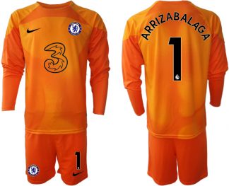 Herren Chelsea FC 2023 Torwarttrikot orange Langärmeliges mit Aufdruck ARRIZABALAGA 1