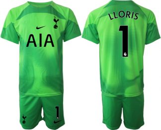 Herren Tottenham Hotspur 2023 Torwarttrikot grün Trikotsatz Kit mit Aufdruck LLORIS 1