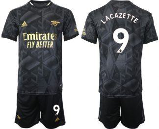 Neuen Fußballtrikot Arsenal Auswärtstrikot 2023 schwarz-goldene bestellen mit Aufdruck LACAZETTE 9