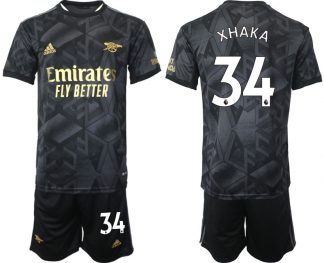Neuen Fußballtrikot Arsenal Auswärtstrikot 2023 schwarz-goldene bestellen mit Aufdruck XHAKA 34