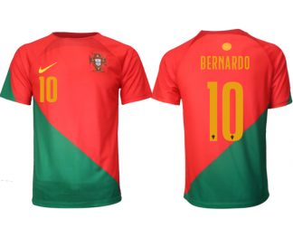 Neuen Fussballtrikots Portugal Heimtrikot WM 2022 Kurzarm mit Aufdruck BERNARDO 10