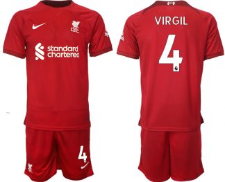 Billige Fussballtrikots Liverpool 22-23 Heimtrikot Herren Trikotsatz mit Namen VIRGIL 4