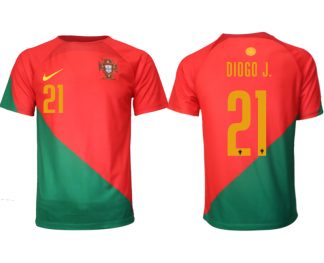 Kaufe Fußballtrikots Portugal Heimtrikot WM 2022 Kurzarm mit Namen DIOGO J.21